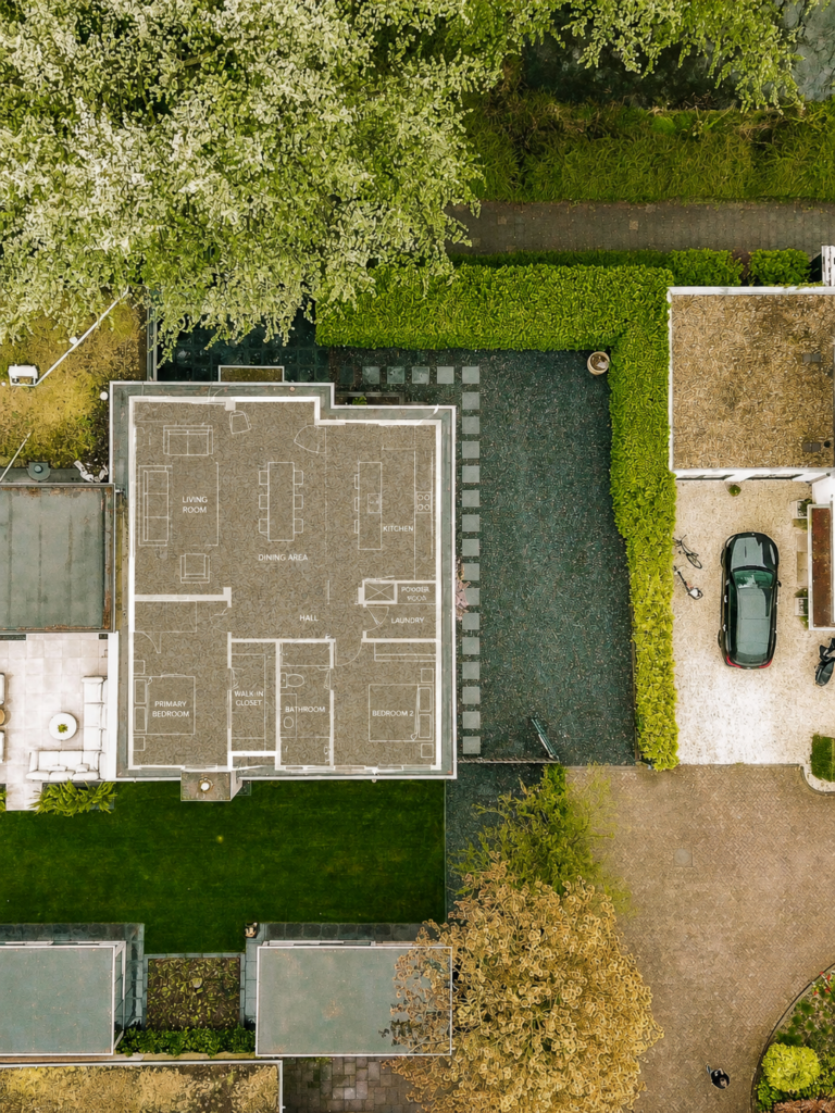 Illustration eines Immobilien-Grundrisses mit Raumaufteilung