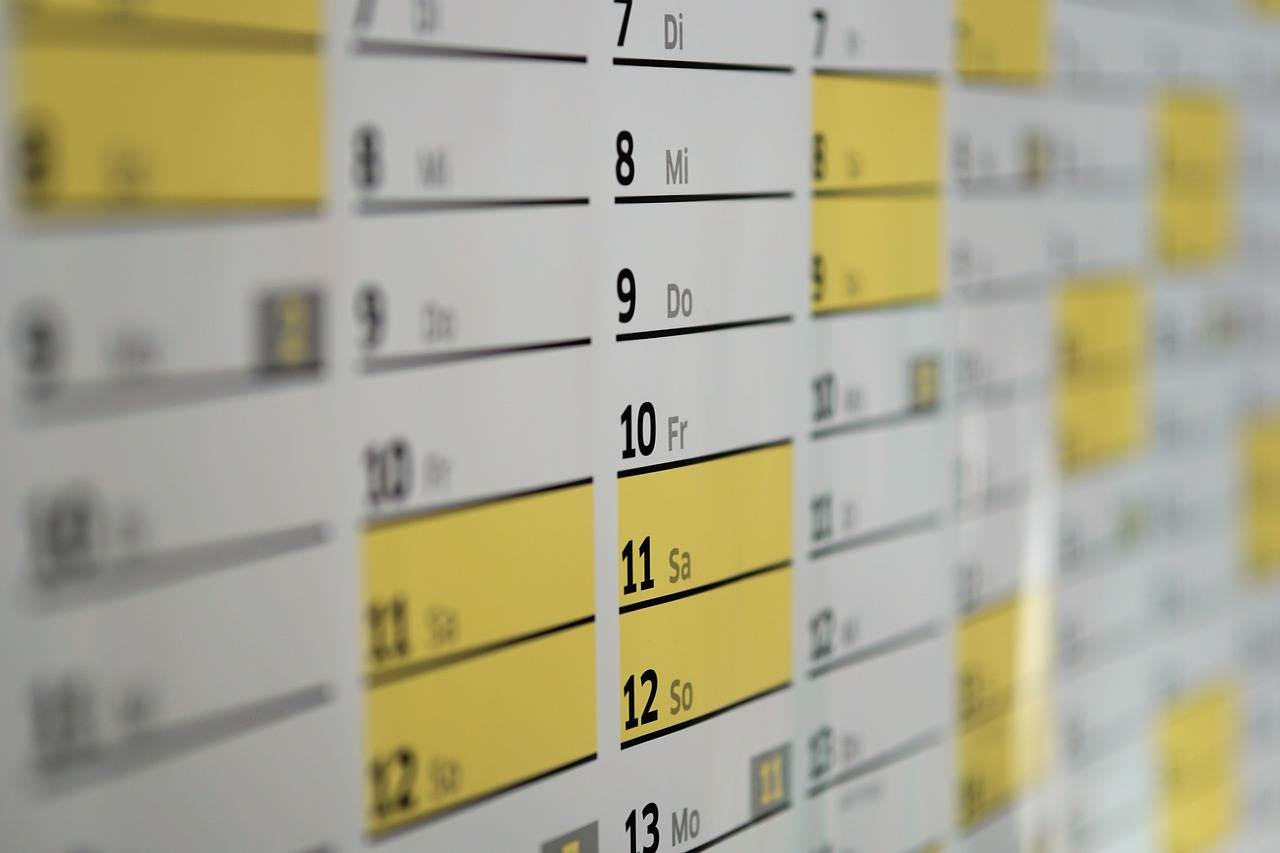 Kalender zur Planung des Immobilienverkaufs